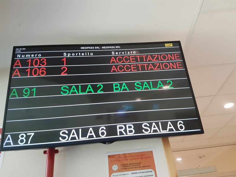  Eliminacode Hellò SPS visore di sala centro diagnostico Bologna
